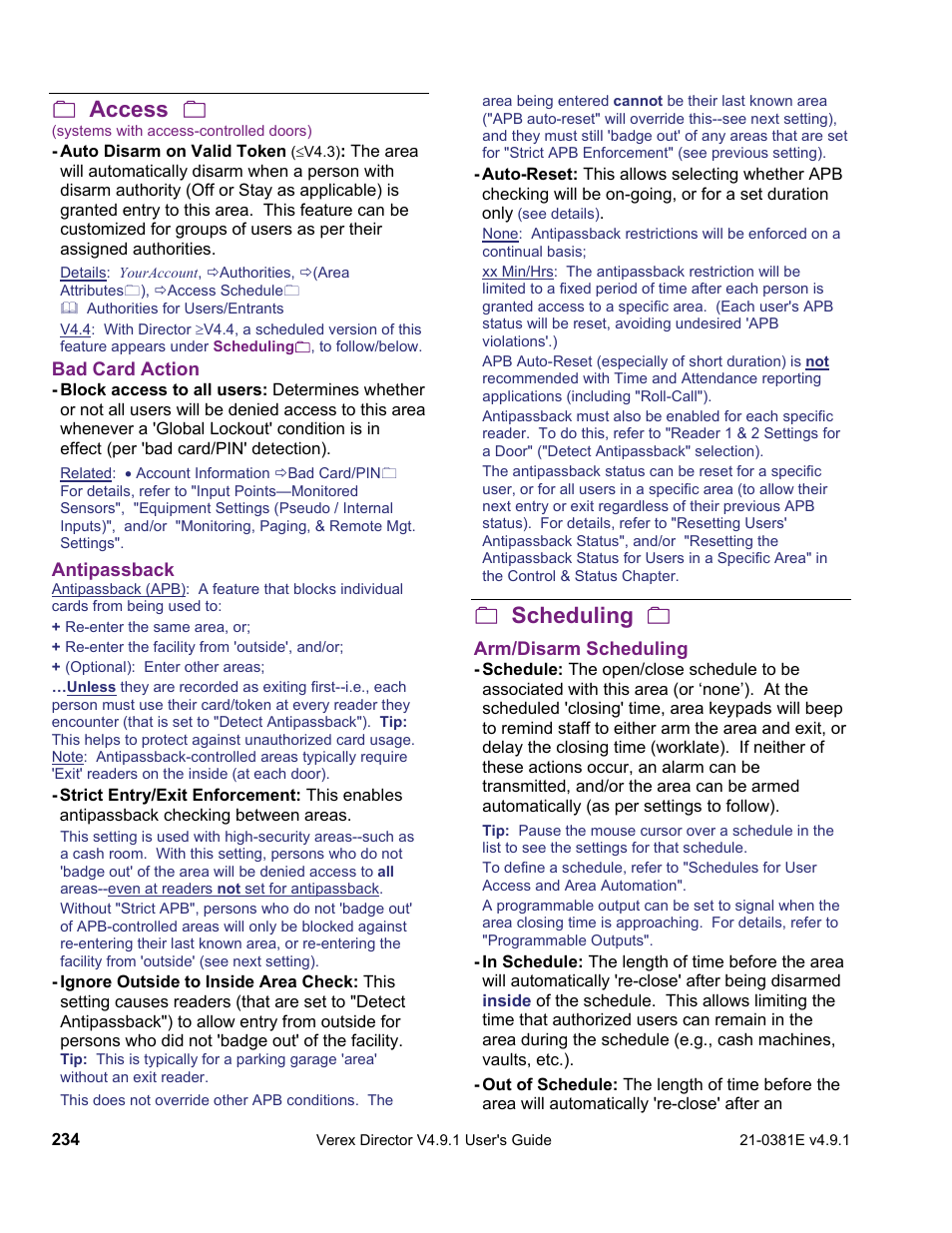 Access, Scheduling | Interlogix VEREX Director User Manual | Page 242 / 383