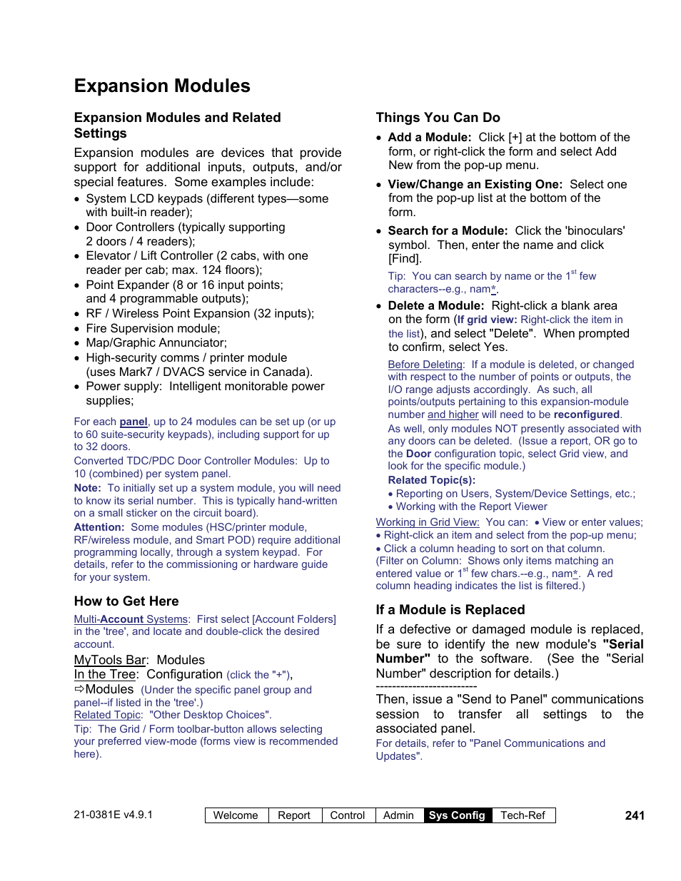 Expansion modules | Interlogix VEREX Director User Manual | Page 249 / 383