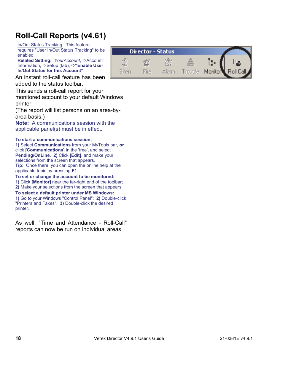 Roll-call reports (v4.61) | Interlogix VEREX Director User Manual | Page 26 / 383