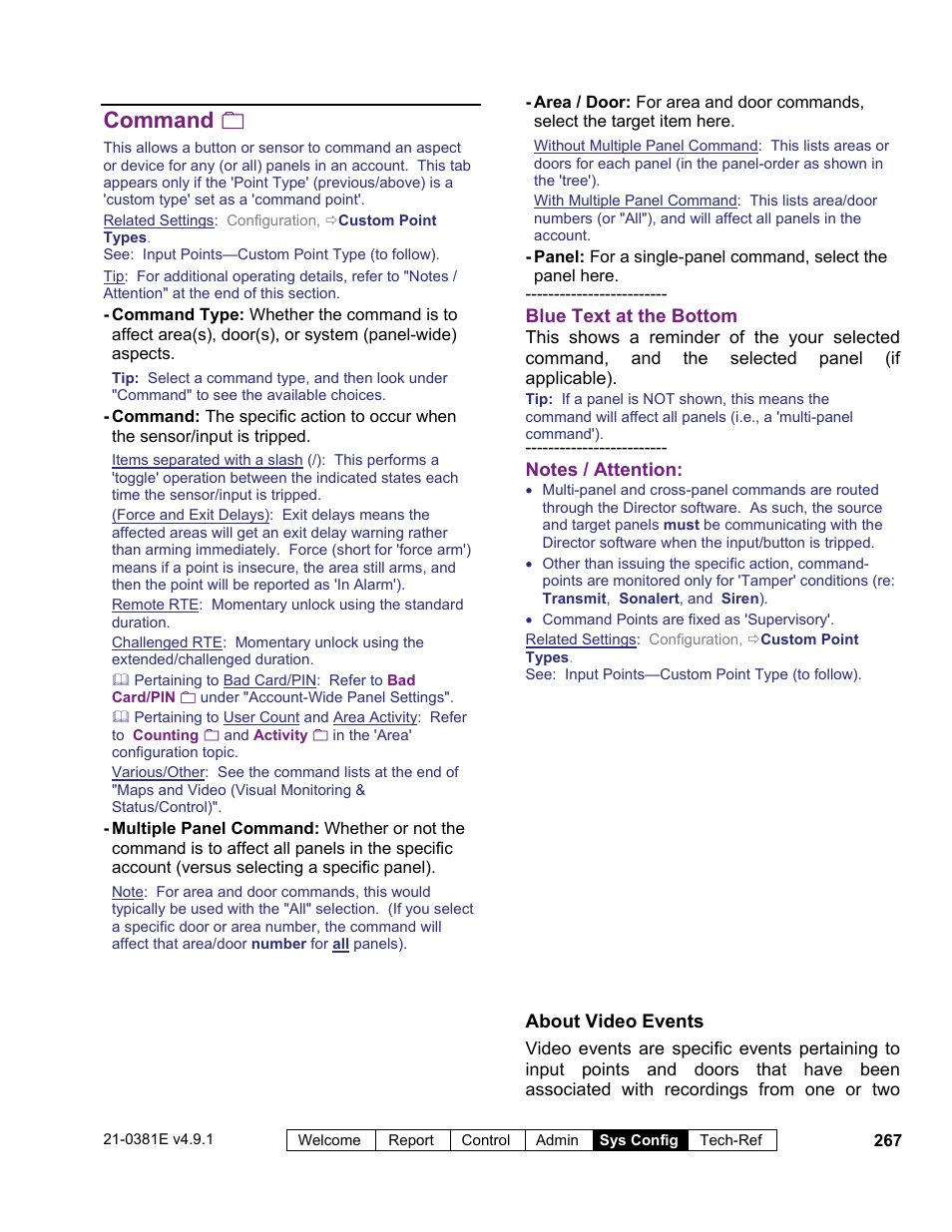 Command | Interlogix VEREX Director User Manual | Page 275 / 383