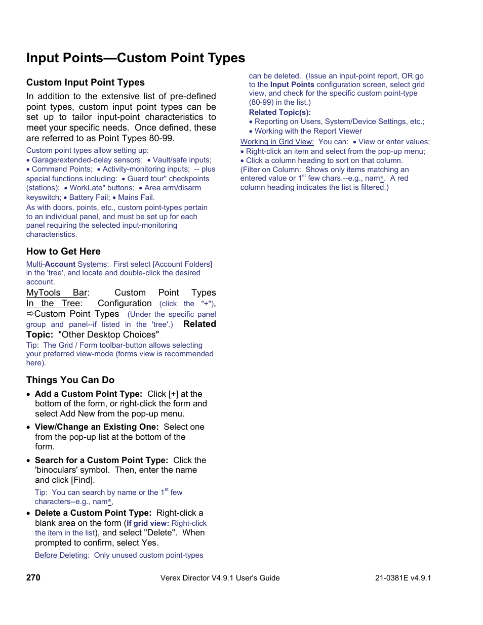 Input points—custom point types | Interlogix VEREX Director User Manual | Page 278 / 383