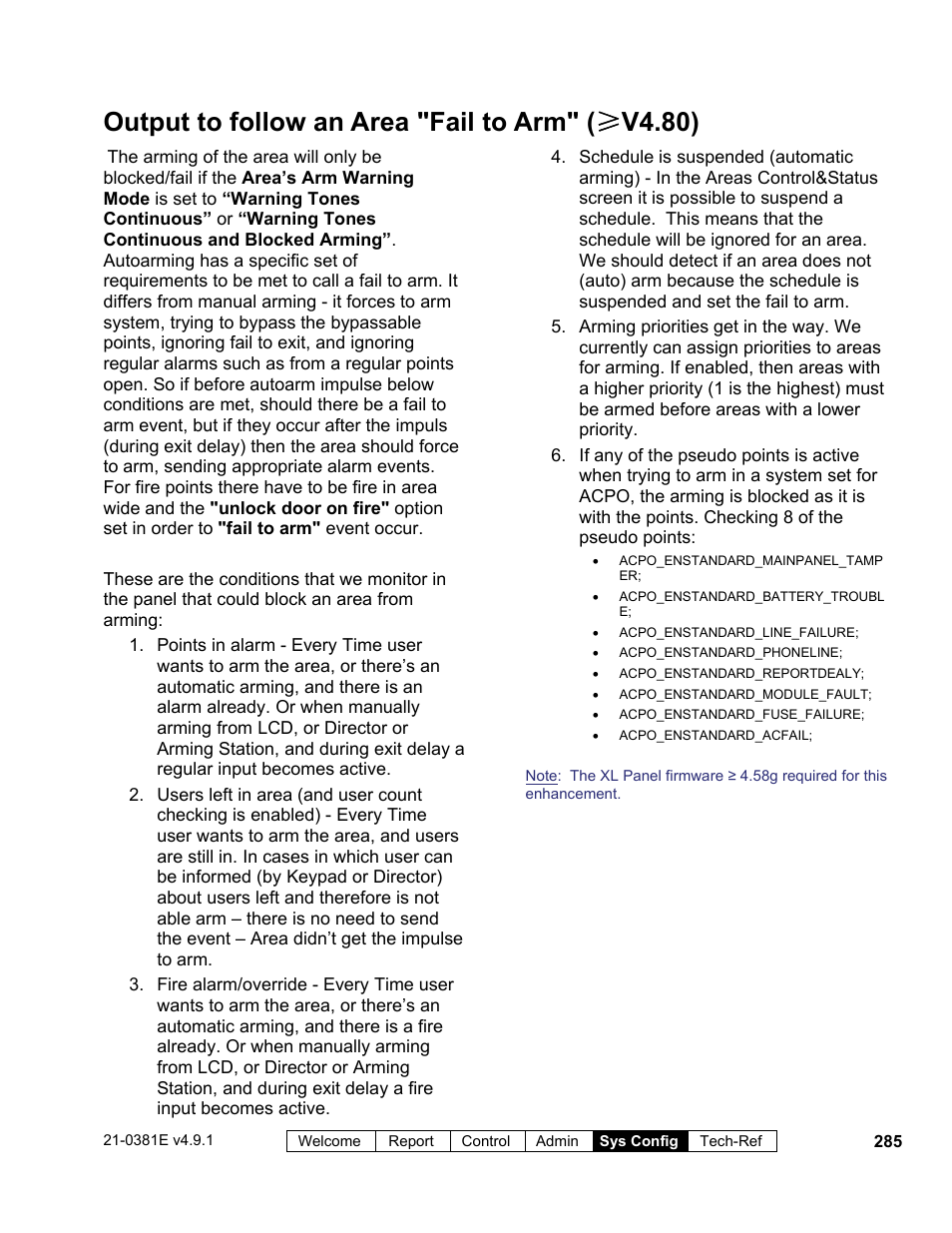 Output to follow an area "fail to arm" ( ≥ v4.80) | Interlogix VEREX Director User Manual | Page 293 / 383