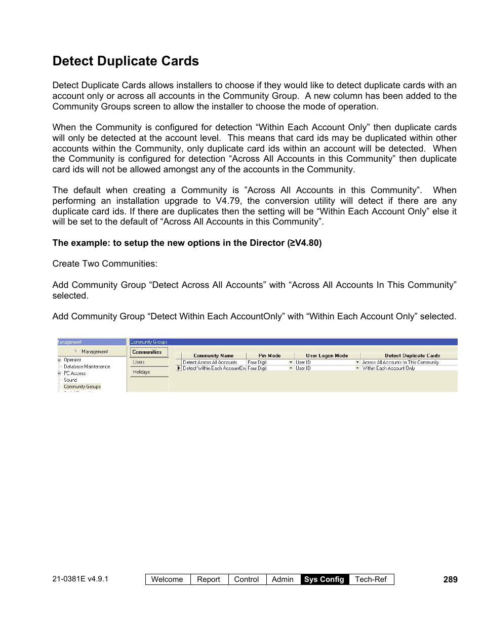 Detect duplicate cards | Interlogix VEREX Director User Manual | Page 297 / 383