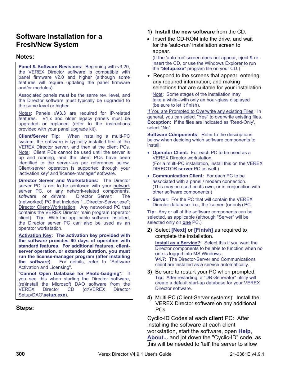 Software installation for a fresh/new system | Interlogix VEREX Director User Manual | Page 308 / 383