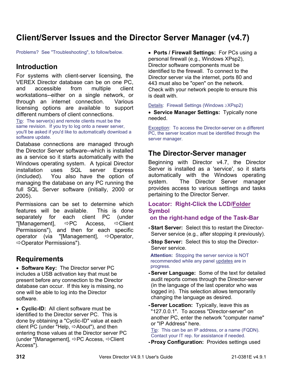 Introduction, Requirements, The director-server manager | Interlogix VEREX Director User Manual | Page 320 / 383