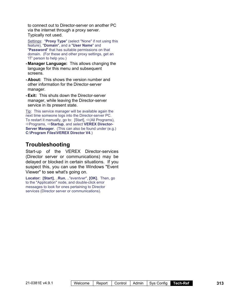 Troubleshooting | Interlogix VEREX Director User Manual | Page 321 / 383