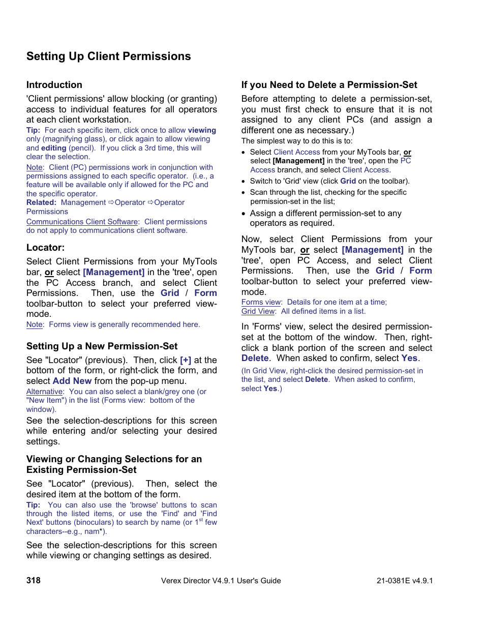 Setting up client permissions | Interlogix VEREX Director User Manual | Page 326 / 383