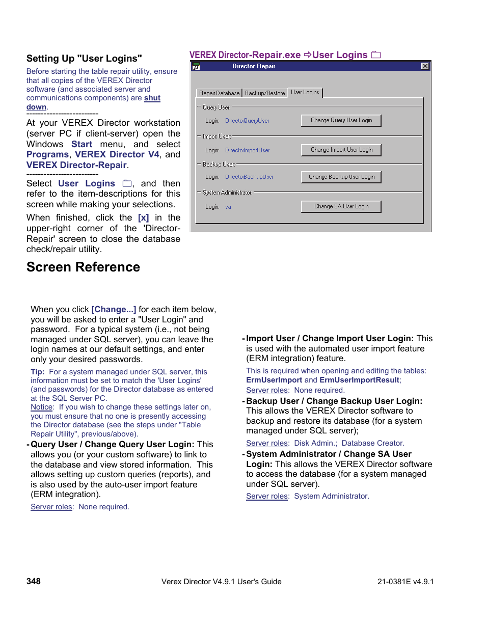 Screen reference | Interlogix VEREX Director User Manual | Page 356 / 383