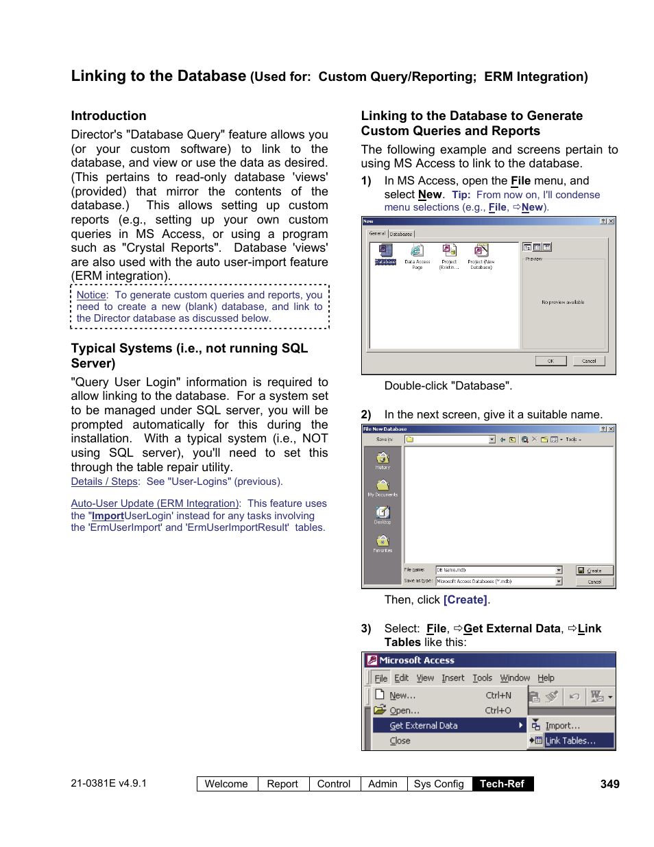 Linking to the database | Interlogix VEREX Director User Manual | Page 357 / 383