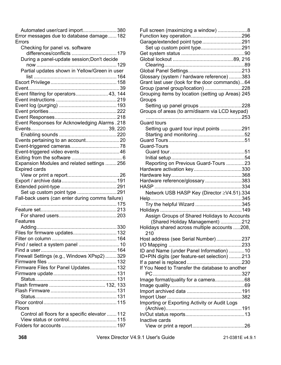 Interlogix VEREX Director User Manual | Page 376 / 383