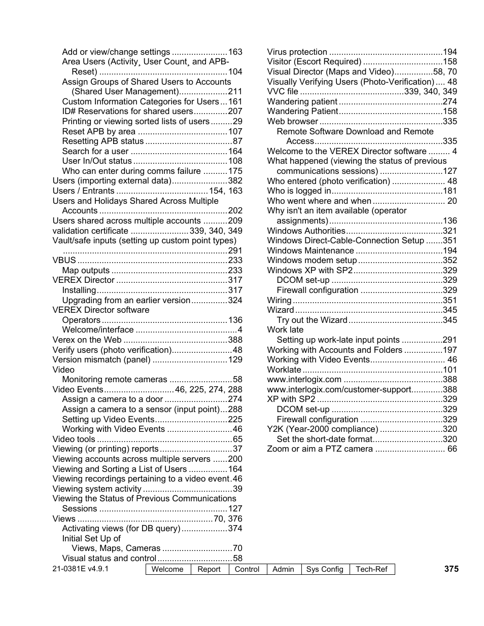 Interlogix VEREX Director User Manual | Page 383 / 383