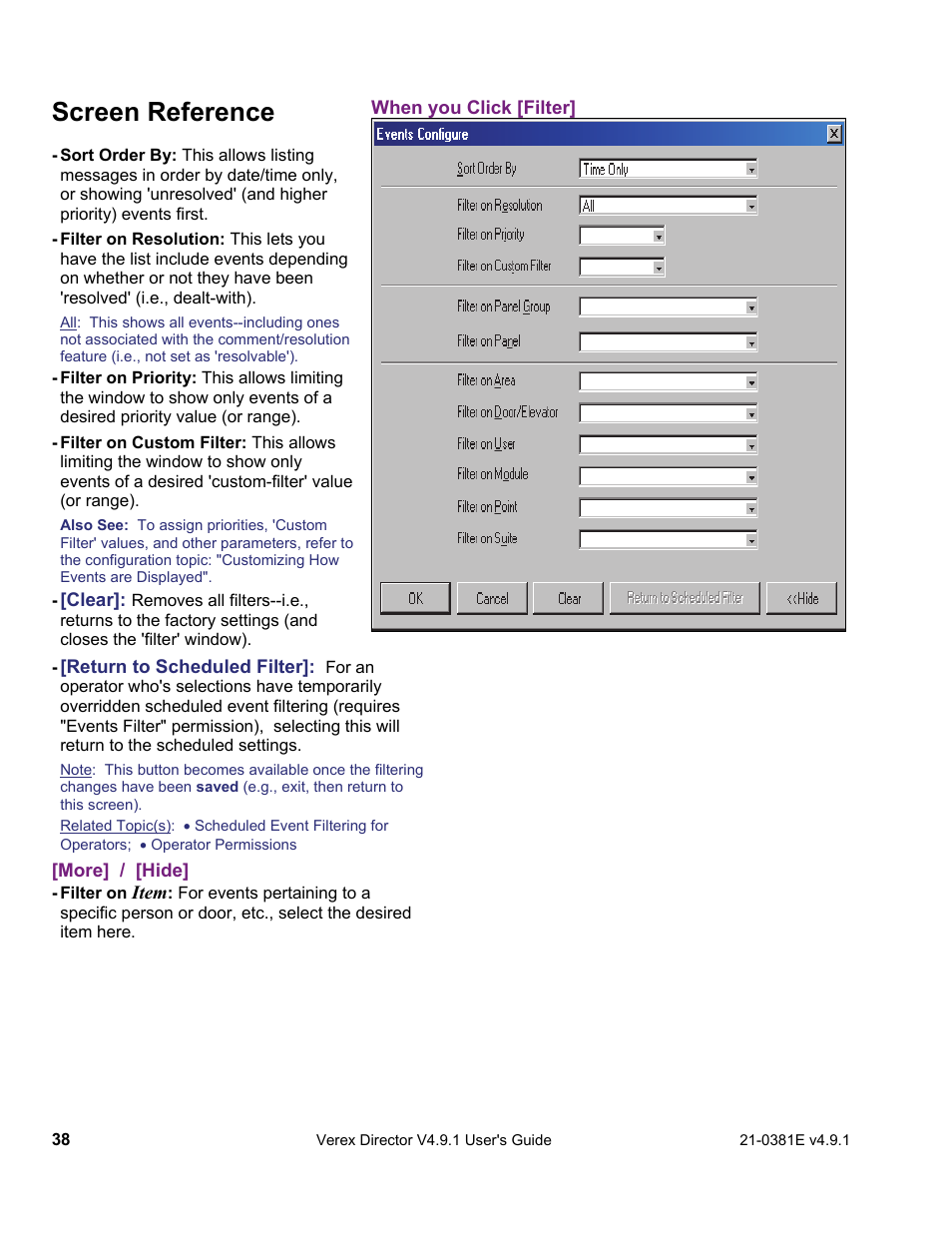 Screen reference | Interlogix VEREX Director User Manual | Page 46 / 383