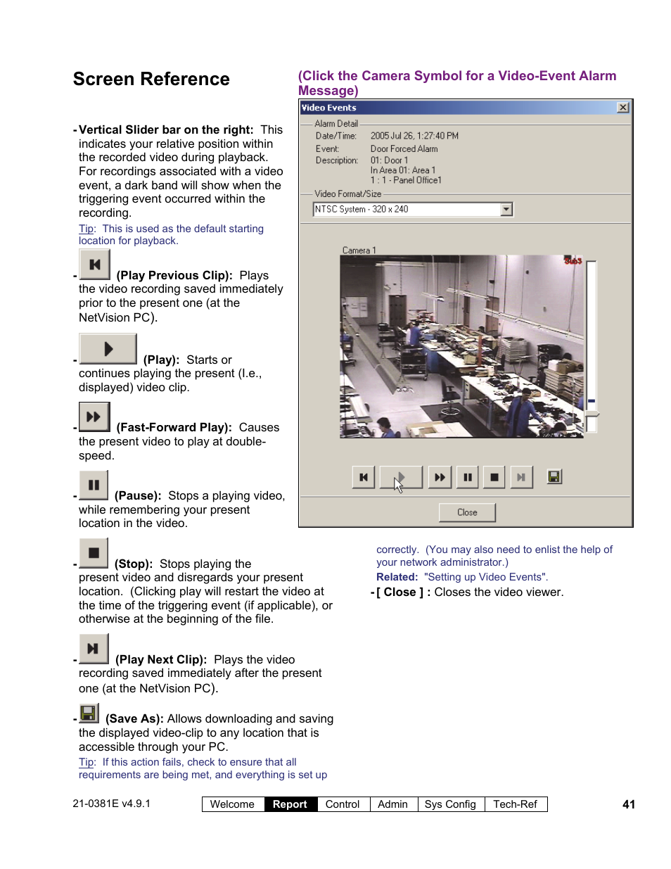 Screen reference | Interlogix VEREX Director User Manual | Page 49 / 383