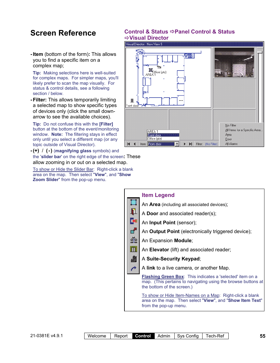 Screen reference | Interlogix VEREX Director User Manual | Page 63 / 383