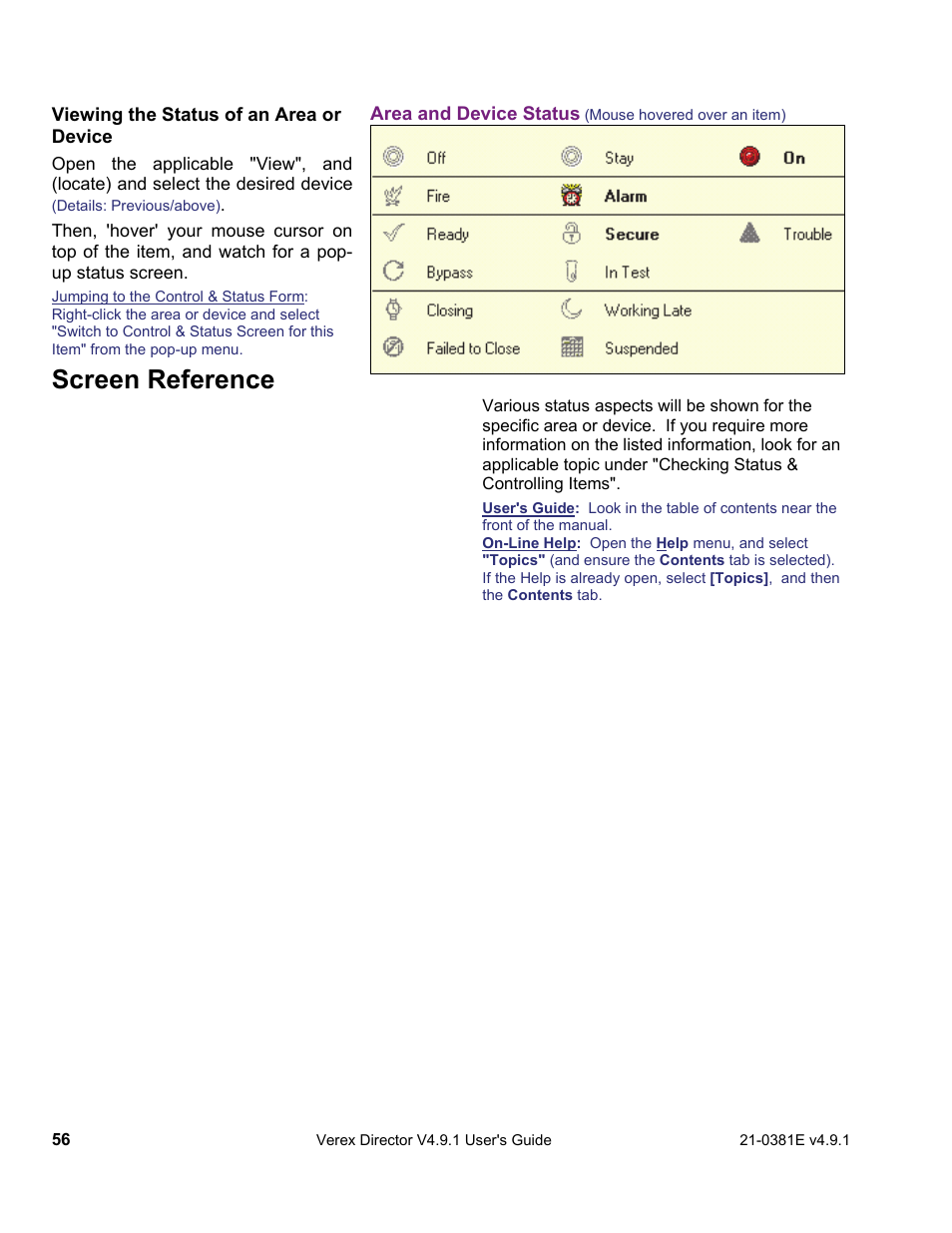 Screen reference | Interlogix VEREX Director User Manual | Page 64 / 383