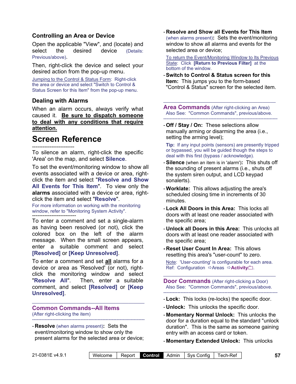 Screen reference | Interlogix VEREX Director User Manual | Page 65 / 383