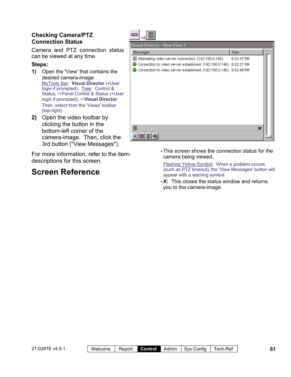Screen reference | Interlogix VEREX Director User Manual | Page 69 / 383
