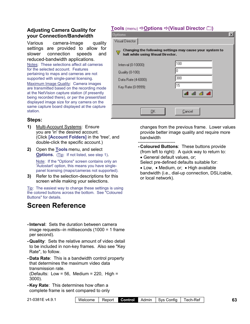 Screen reference | Interlogix VEREX Director User Manual | Page 71 / 383