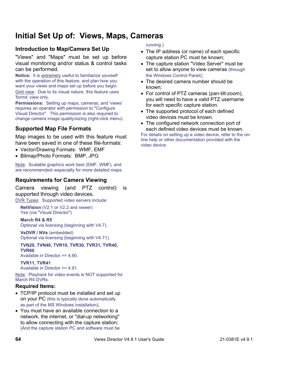 Initial set up of: views, maps, cameras | Interlogix VEREX Director User Manual | Page 72 / 383