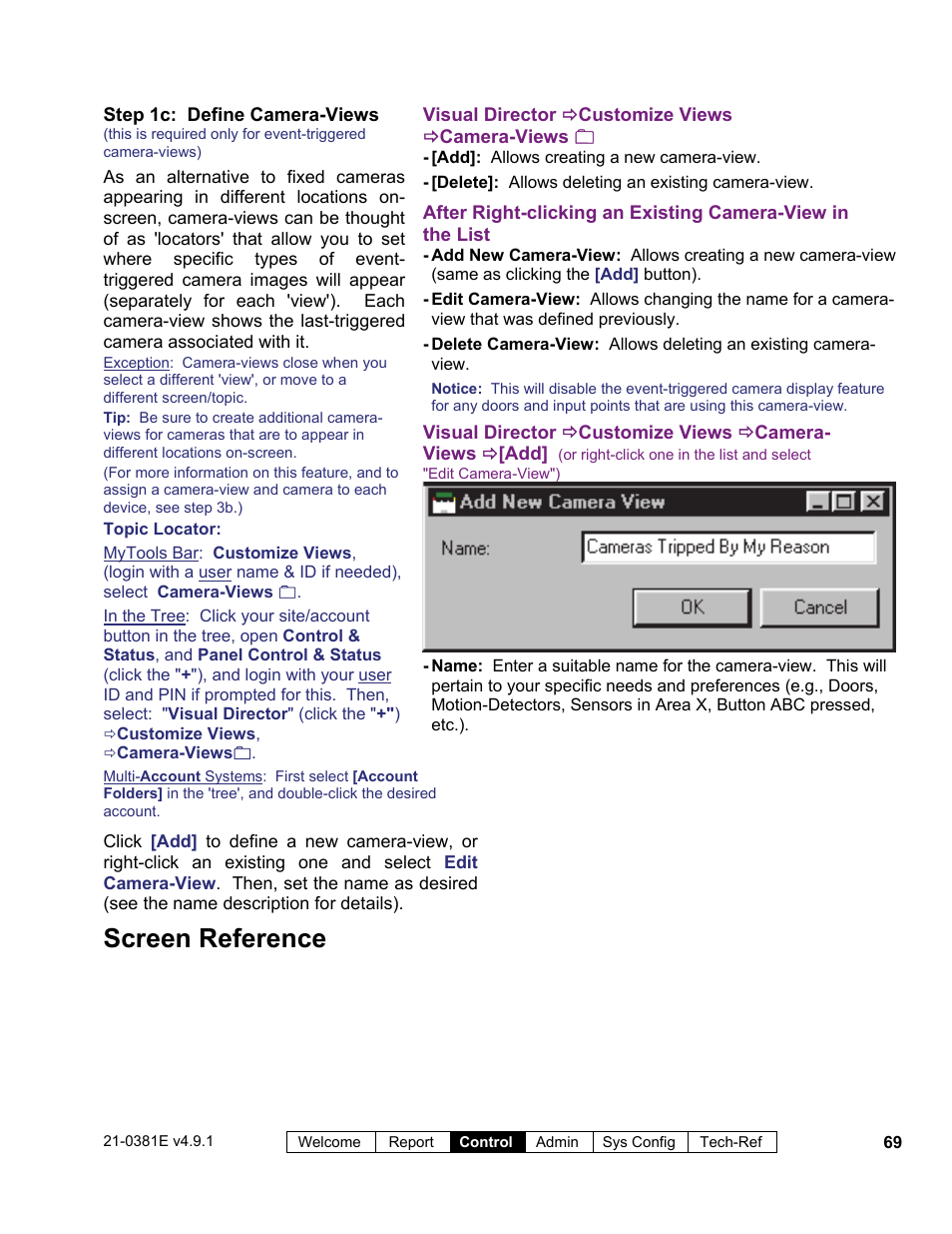 Screen reference | Interlogix VEREX Director User Manual | Page 77 / 383