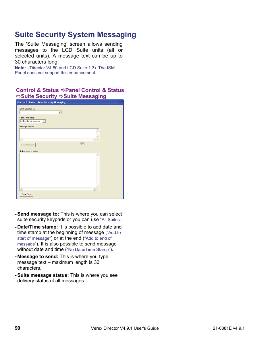 Suite security system messaging | Interlogix VEREX Director User Manual | Page 98 / 383
