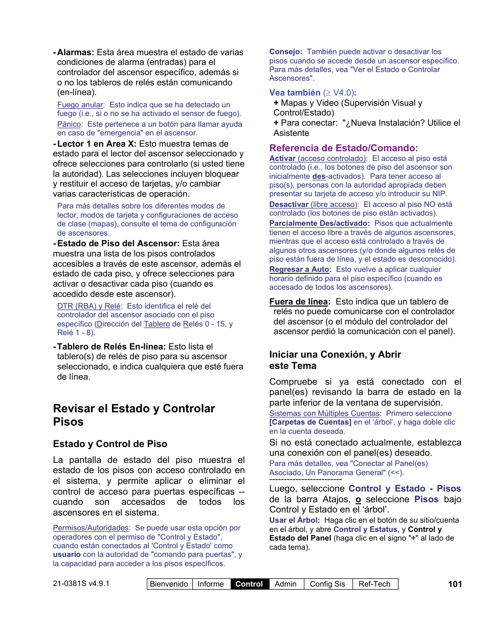 Revisar el estado y controlar pisos | Interlogix VEREX Director User Manual | Page 111 / 378
