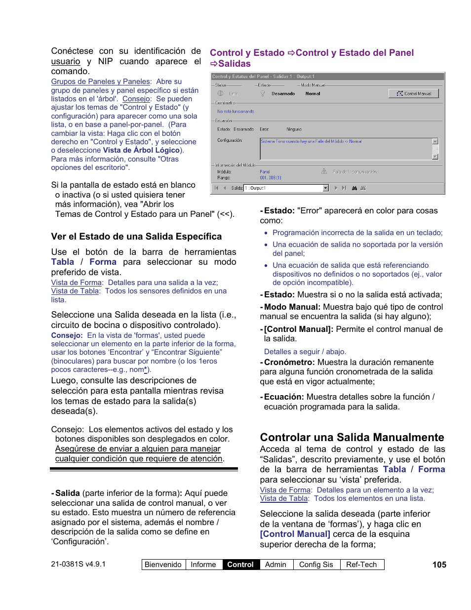 Controlar una salida manualmente | Interlogix VEREX Director User Manual | Page 115 / 378
