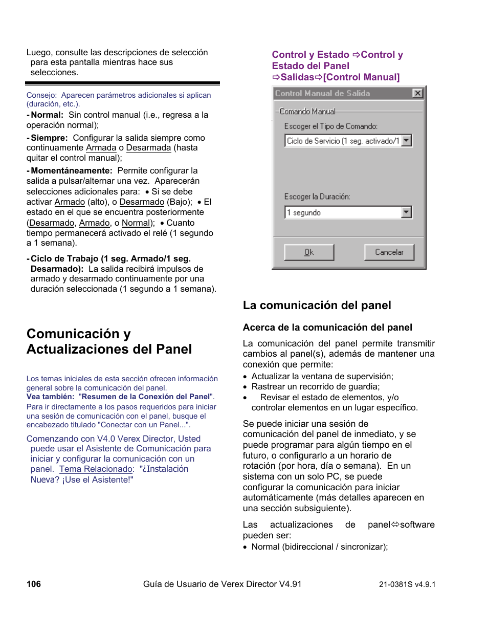 Comunicación y actualizaciones del panel, La comunicación del panel | Interlogix VEREX Director User Manual | Page 116 / 378