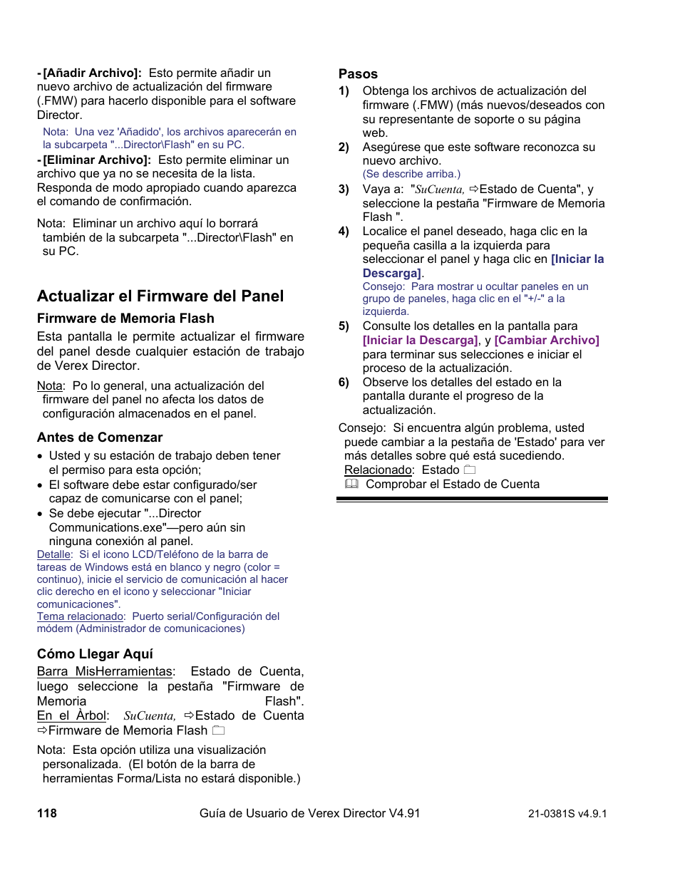 Actualizar el firmware del panel | Interlogix VEREX Director User Manual | Page 128 / 378