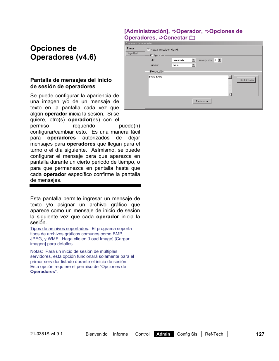 Opciones de operadores (v4.6) | Interlogix VEREX Director User Manual | Page 137 / 378