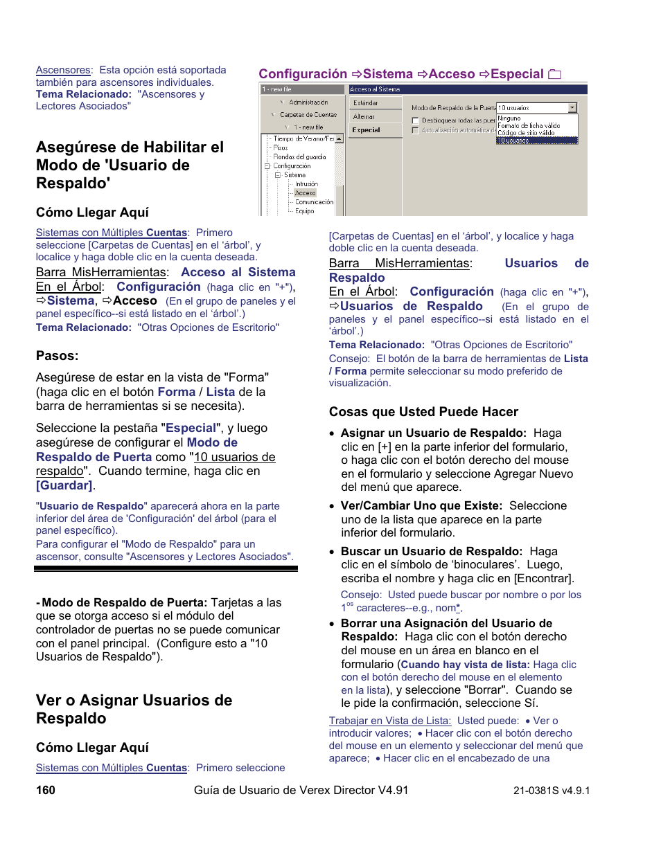 Ver o asignar usuarios de respaldo | Interlogix VEREX Director User Manual | Page 170 / 378