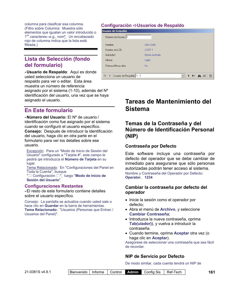 Tareas de mantenimiento del sistema, Lista de selección (fondo del formulario), En este formulario | Interlogix VEREX Director User Manual | Page 171 / 378