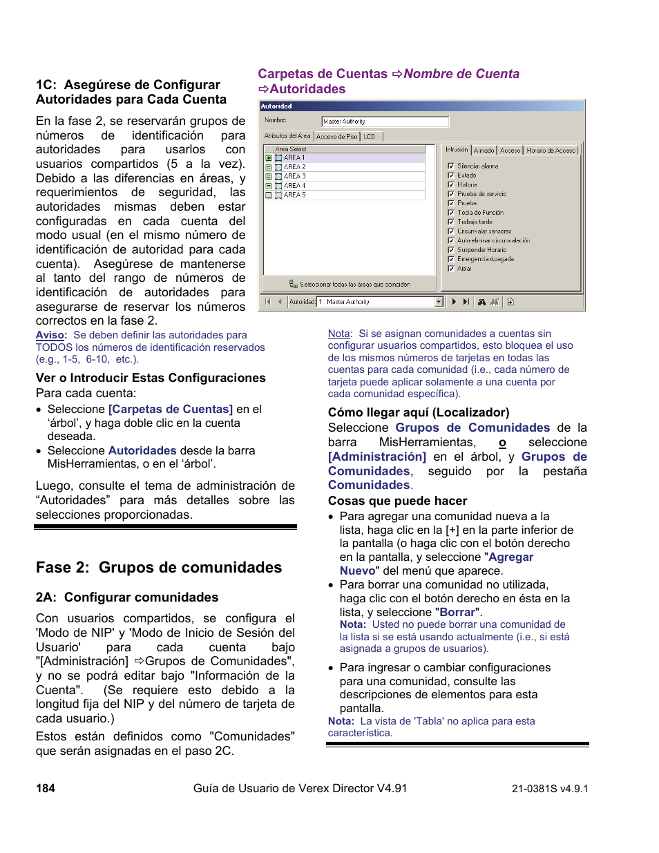 Fase 2: grupos de comunidades | Interlogix VEREX Director User Manual | Page 194 / 378