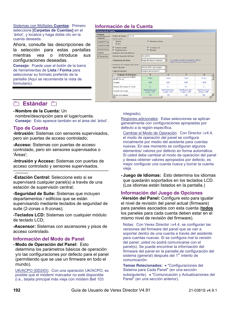 Estándar | Interlogix VEREX Director User Manual | Page 202 / 378