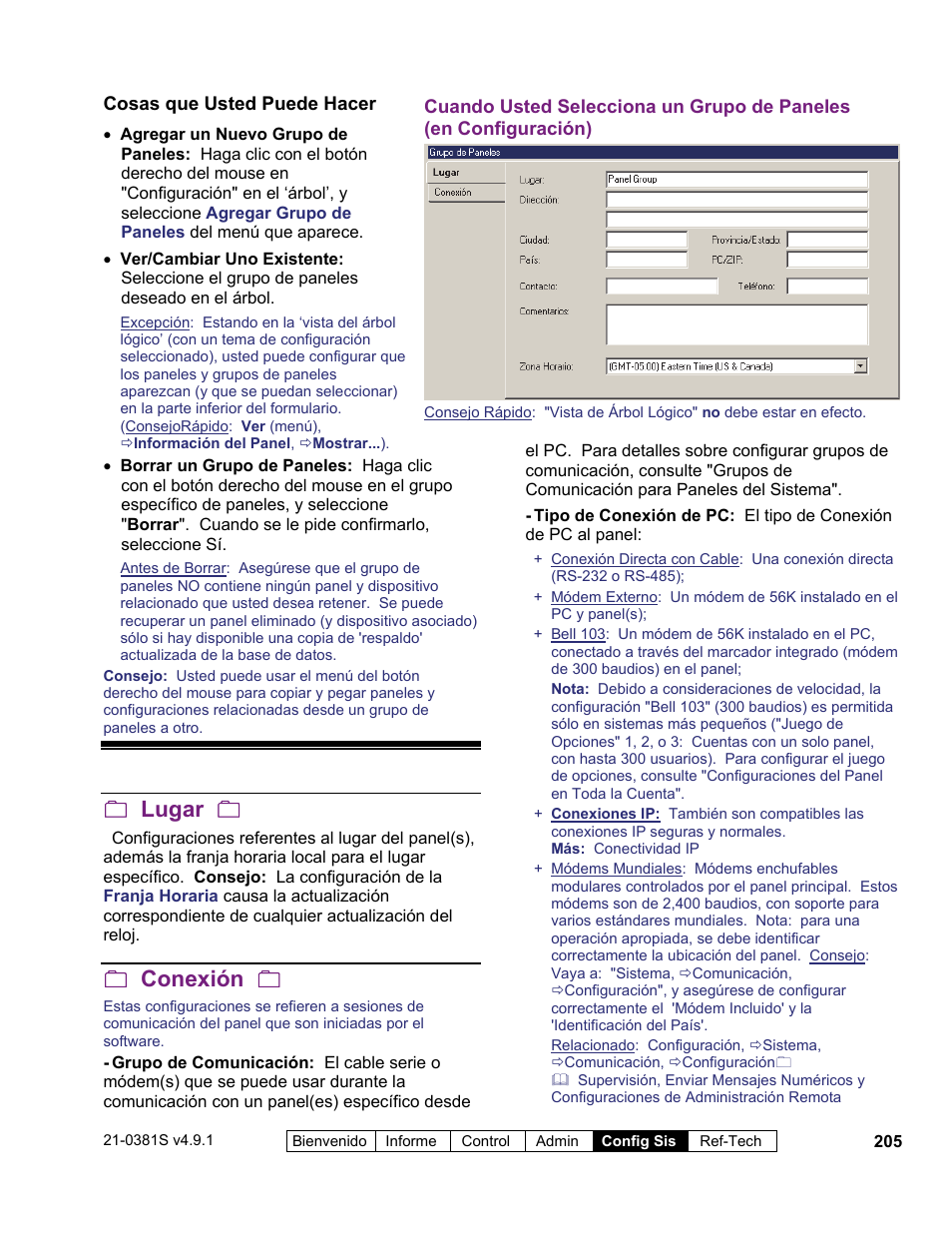 Lugar, Conexión | Interlogix VEREX Director User Manual | Page 215 / 378