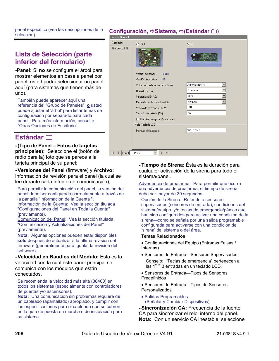 Lista de selección (parte inferior del formulario), Estándar | Interlogix VEREX Director User Manual | Page 218 / 378
