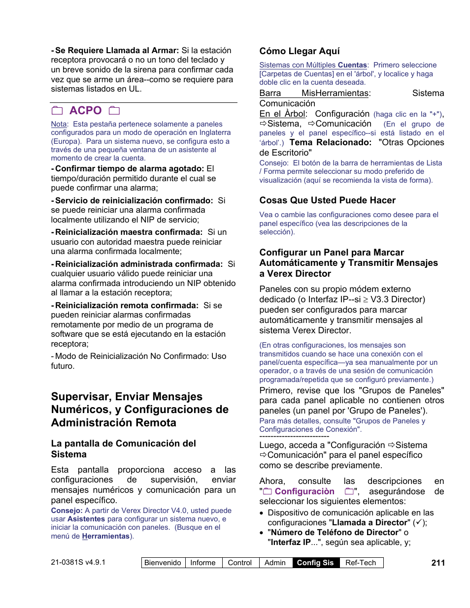 Acpo | Interlogix VEREX Director User Manual | Page 221 / 378
