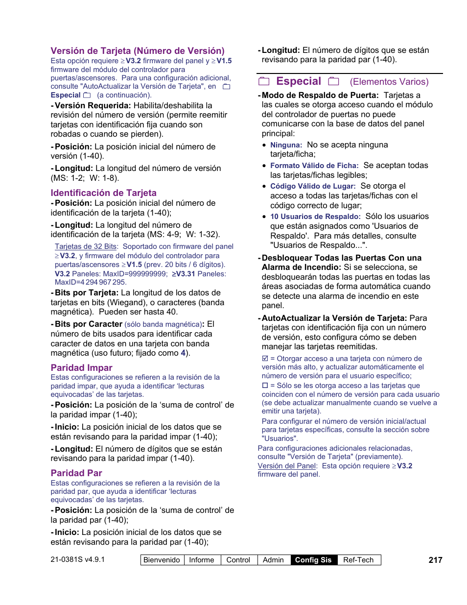 Especial | Interlogix VEREX Director User Manual | Page 227 / 378