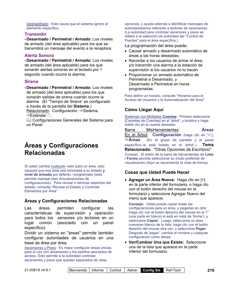 Áreas y configuraciones relacionadas | Interlogix VEREX Director User Manual | Page 229 / 378