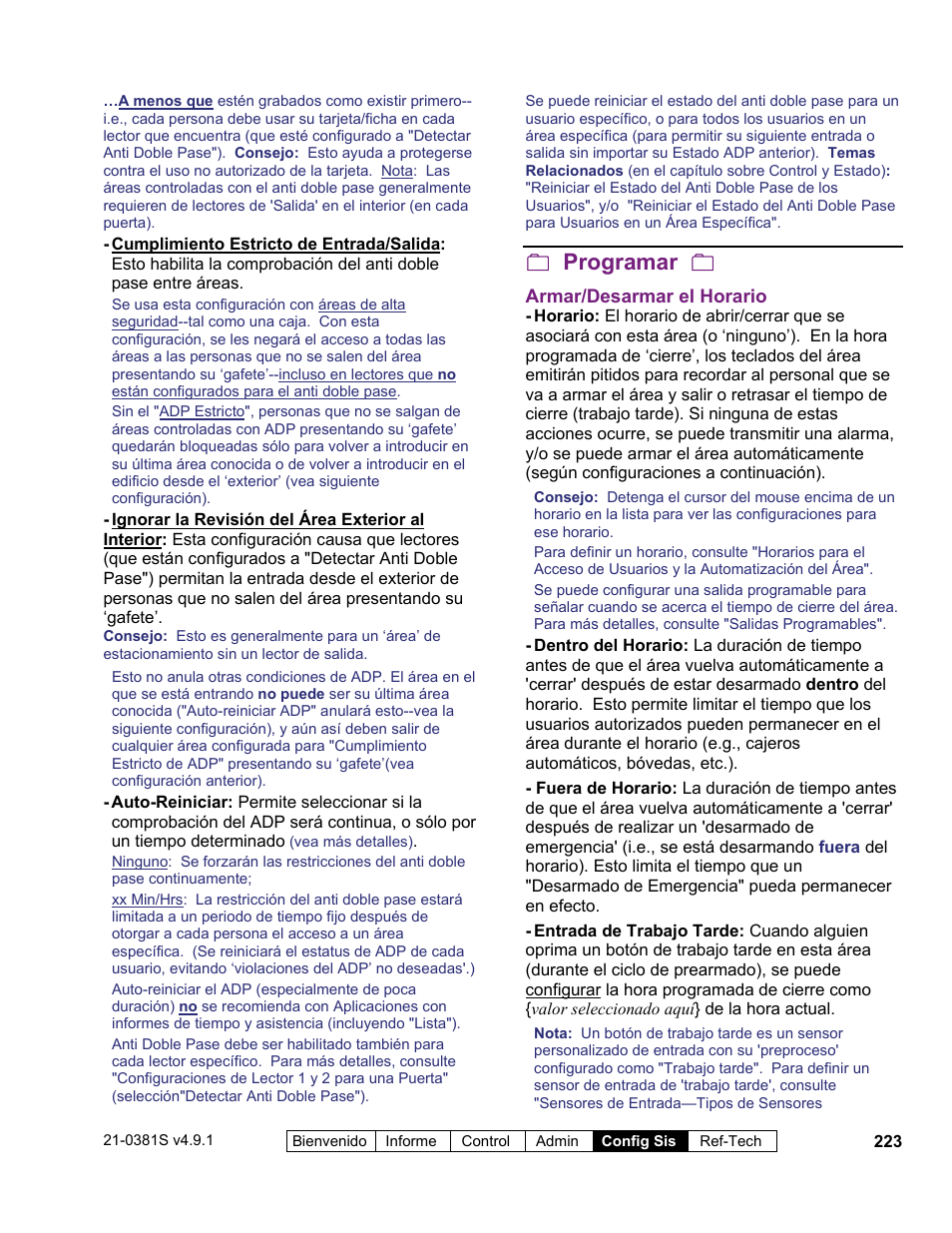 Programar | Interlogix VEREX Director User Manual | Page 233 / 378