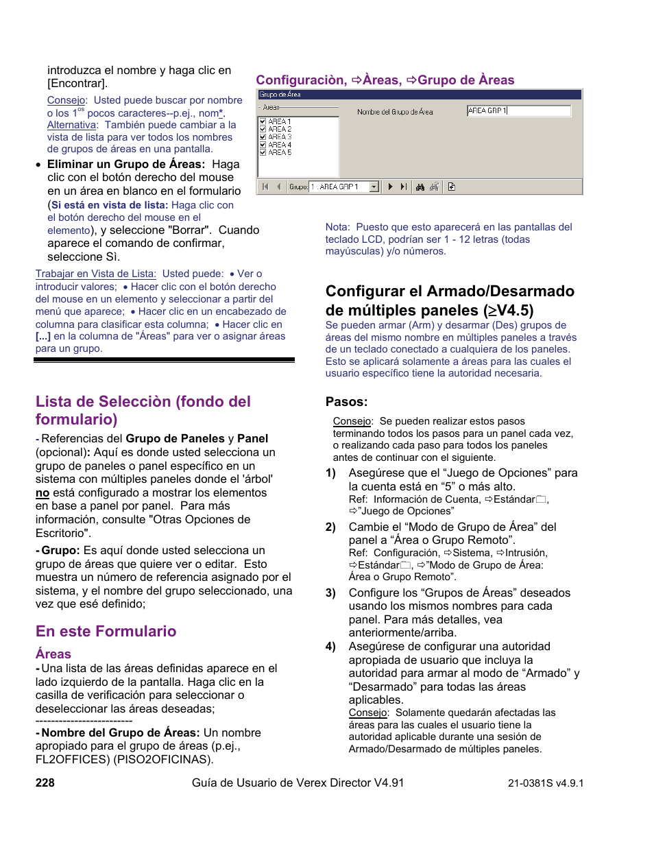 Lista de selecciòn (fondo del formulario), En este formulario | Interlogix VEREX Director User Manual | Page 238 / 378