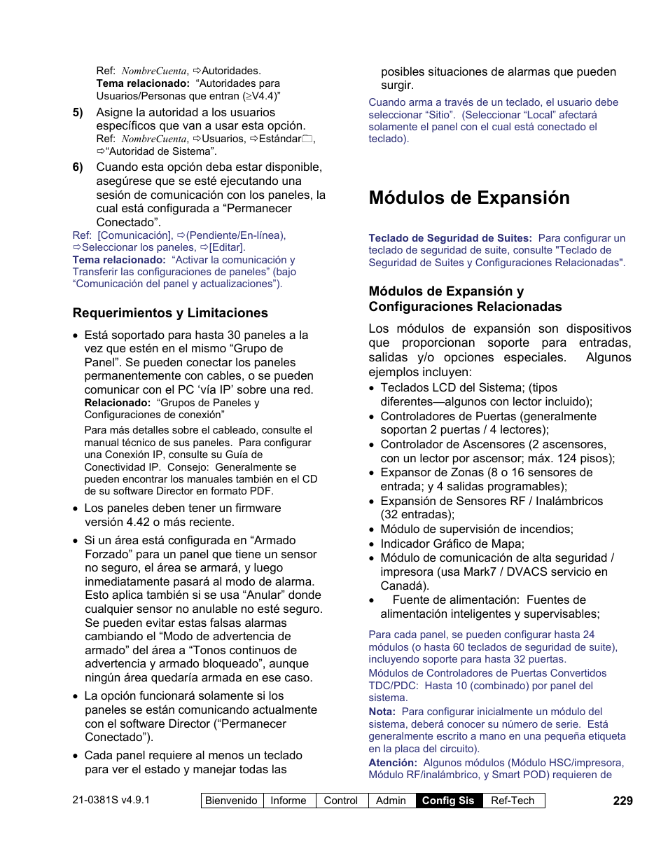 Módulos de expansión | Interlogix VEREX Director User Manual | Page 239 / 378