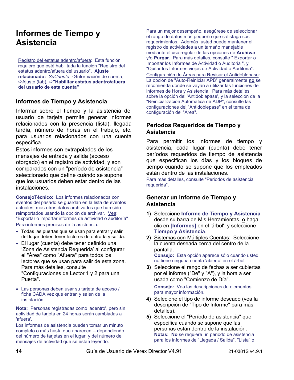 Informes de tiempo y asistencia | Interlogix VEREX Director User Manual | Page 24 / 378