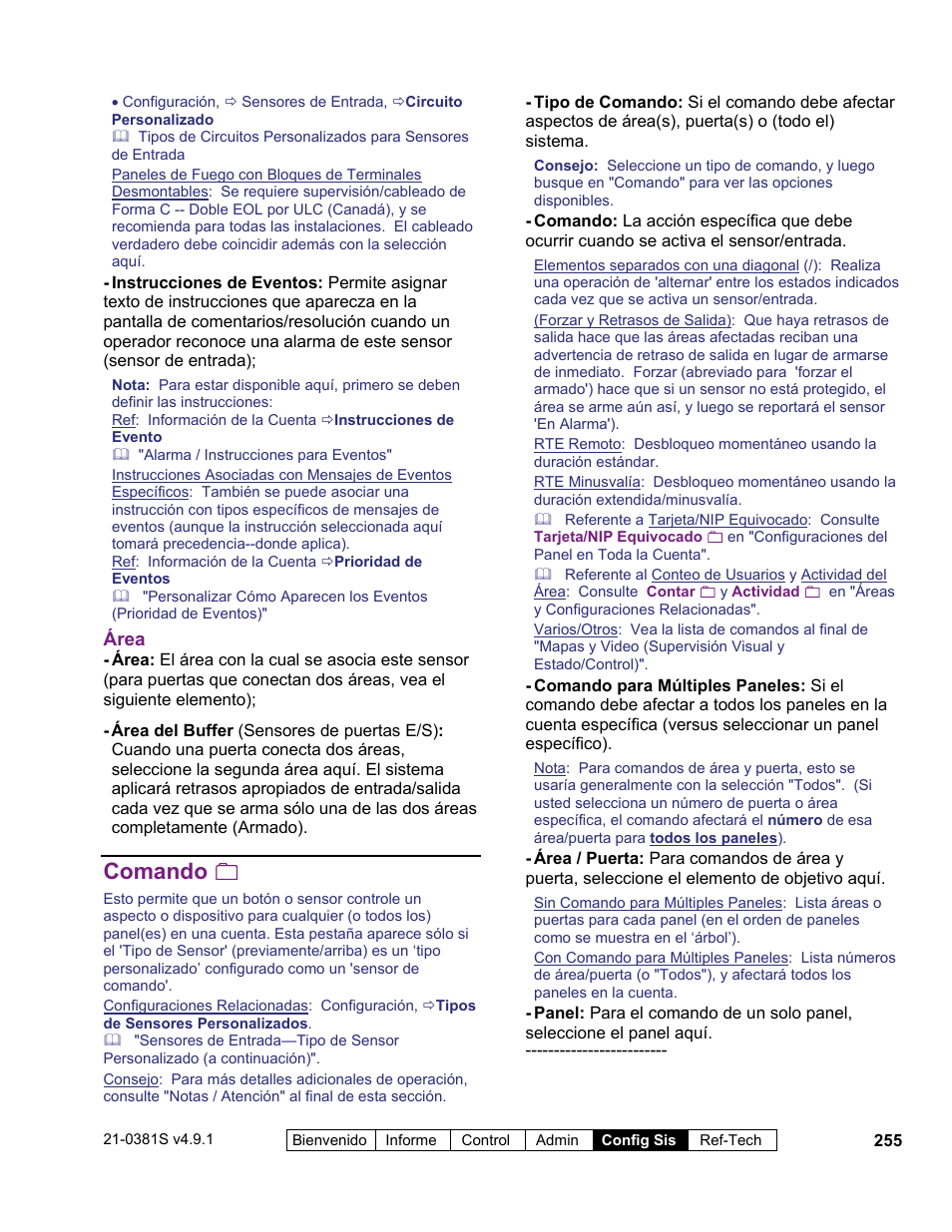 Comando | Interlogix VEREX Director User Manual | Page 265 / 378