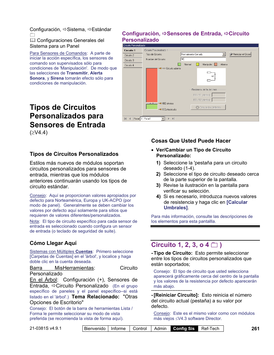 Circuito 1, 2, 3, o 4  ) | Interlogix VEREX Director User Manual | Page 271 / 378