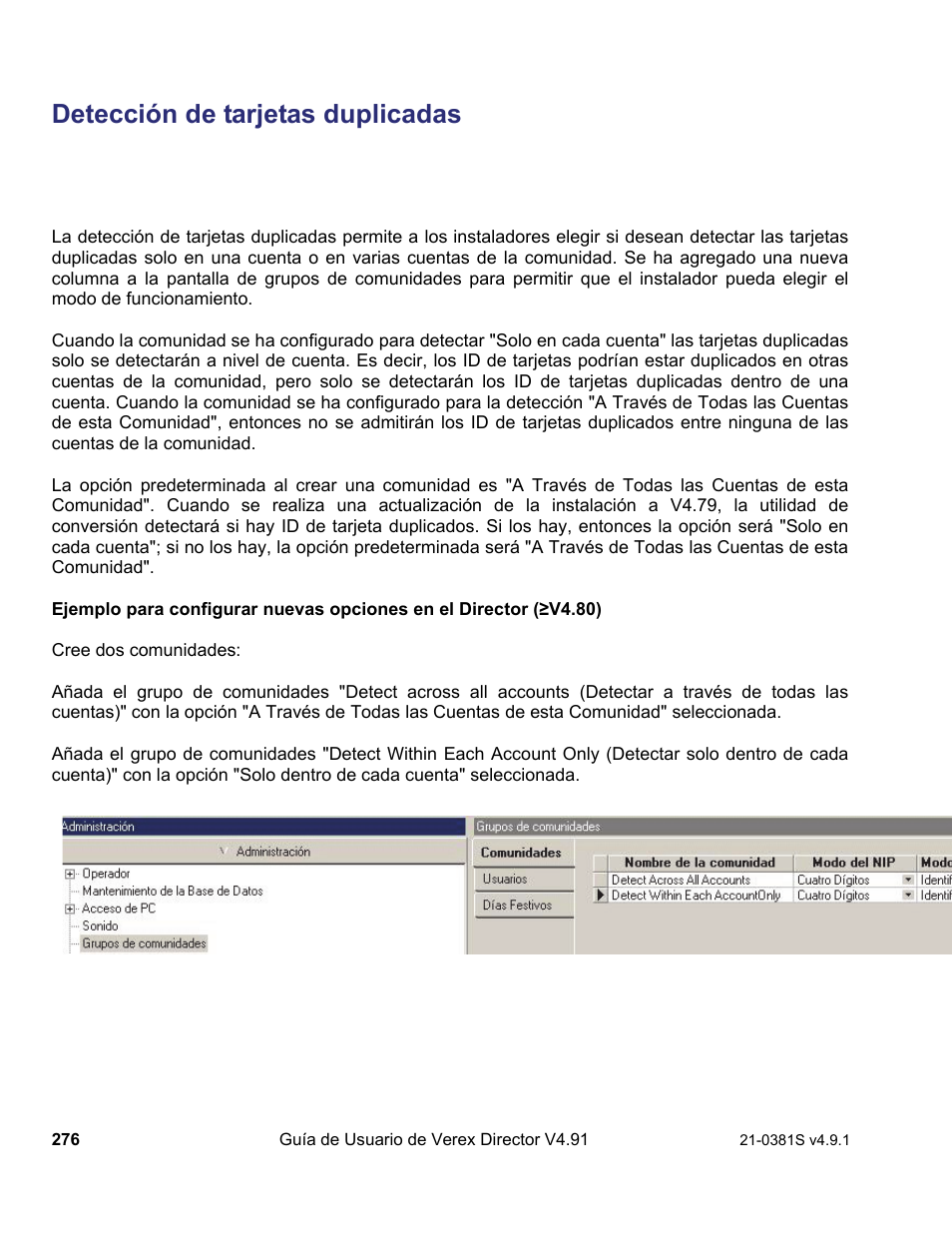 Detección de tarjetas duplicadas | Interlogix VEREX Director User Manual | Page 286 / 378