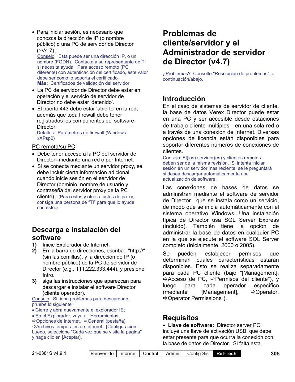 Descarga e instalación del software, Introducción, Requisitos | Interlogix VEREX Director User Manual | Page 315 / 378