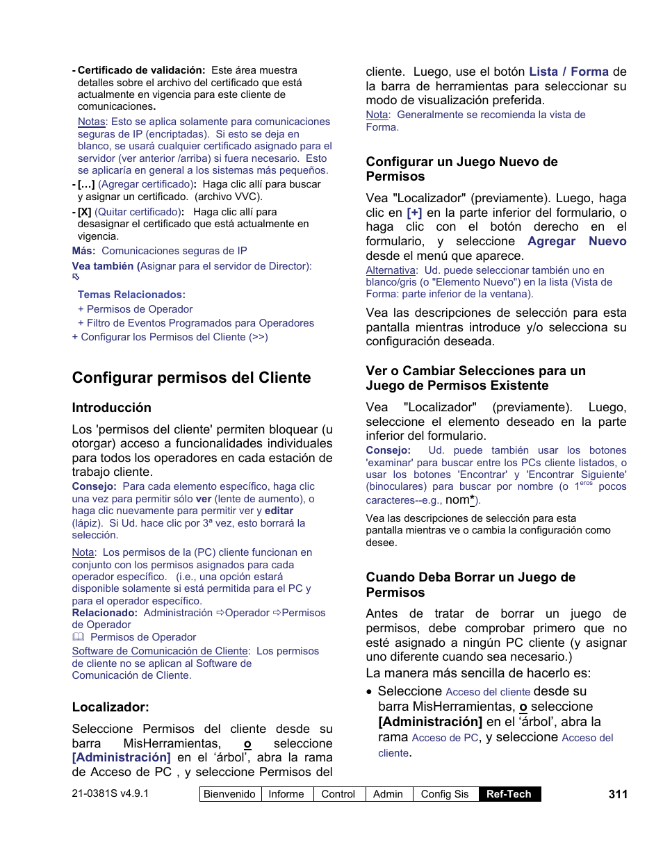 Configurar permisos del cliente | Interlogix VEREX Director User Manual | Page 321 / 378