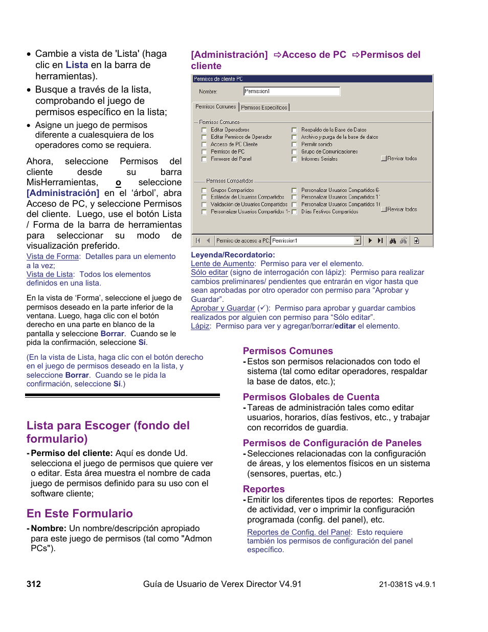 Lista para escoger (fondo del formulario), En este formulario | Interlogix VEREX Director User Manual | Page 322 / 378