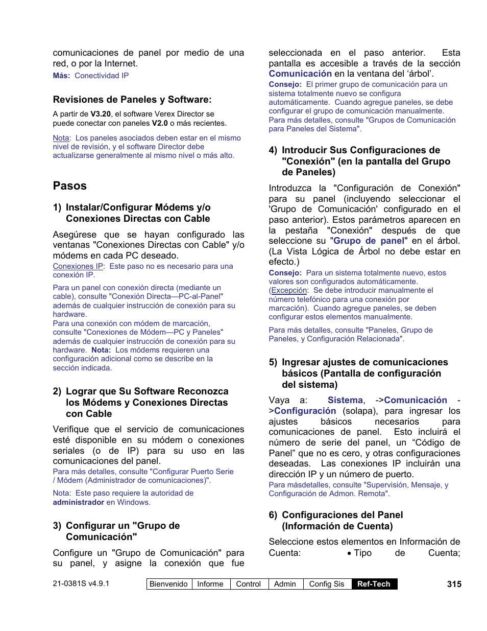 Pasos | Interlogix VEREX Director User Manual | Page 325 / 378